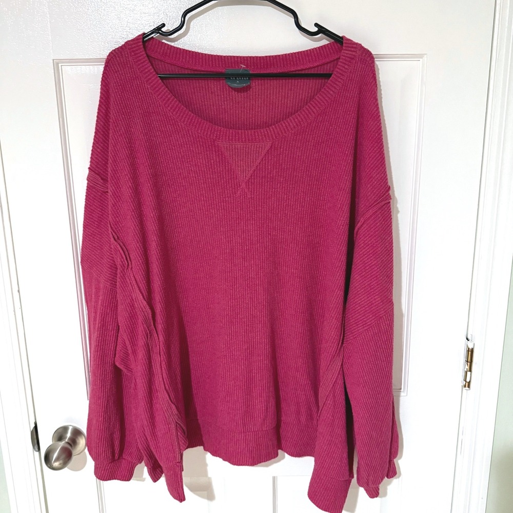 Arula Womens Magenta Pink Waffle Knit Oversized Sweater HA48937A-ASP Size A